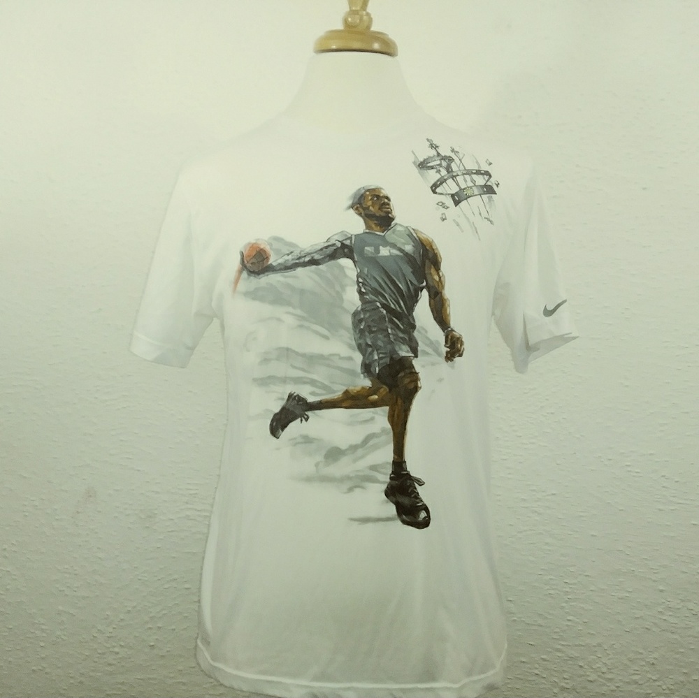 Nike Dri-Fit T-Shirt White Men Print M